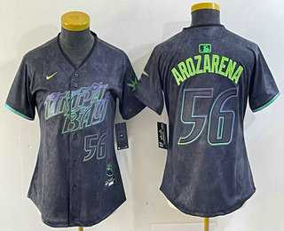 Womens Tampa Bay Rays #56 Randy Arozarena Number Charcoal 2024 City Connect Limited Stitched Jersey